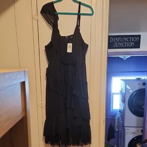 Torrid Black One Shoulder Ruffle Dress